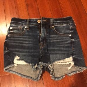 Dark Wash American Eagle Ripped Denim Shorts